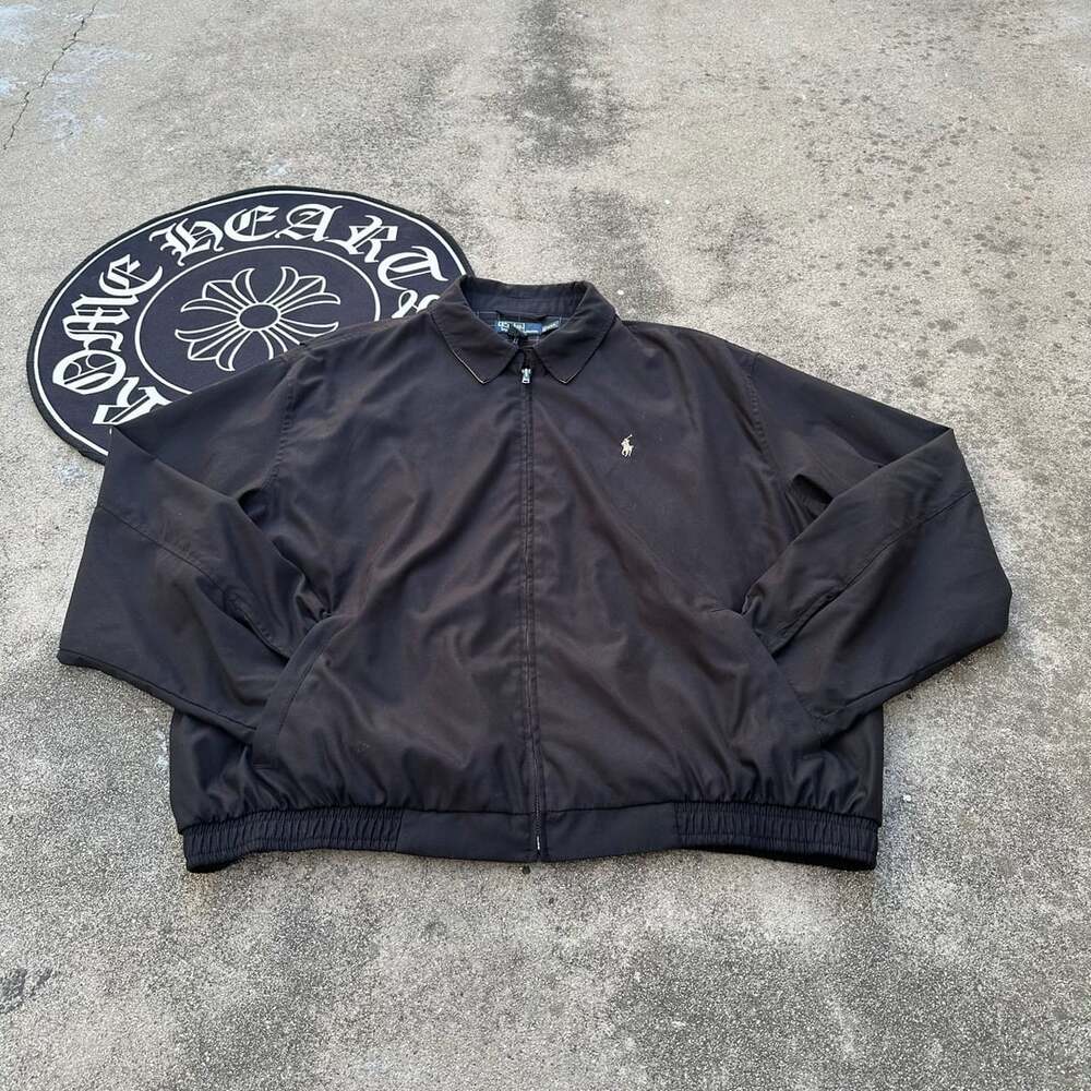 Vintage Polo Ralph Lauren Black Harrington Windbreaker Jacket